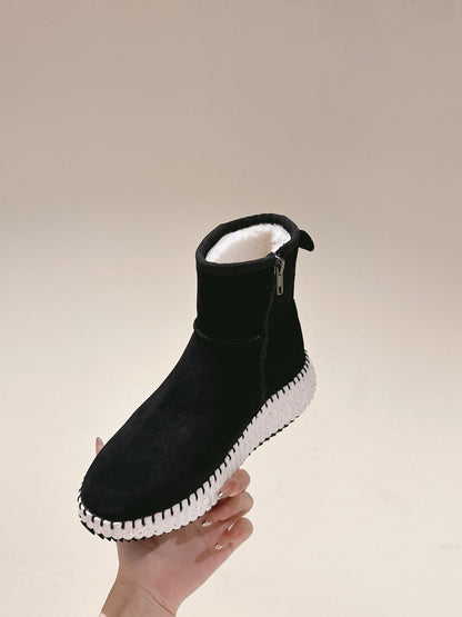 CHLOÉ 26S SHEARLING ANKLE BOOTS IN BLACK SUEDE