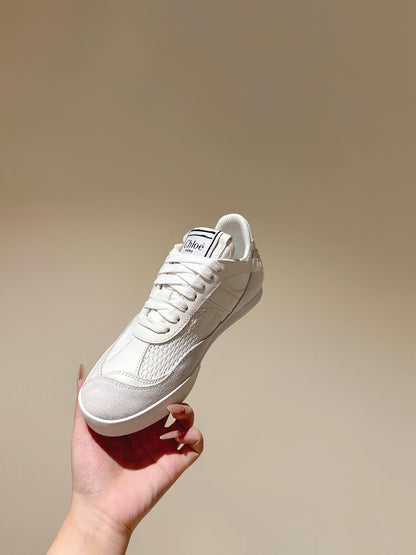 CHLOÉ 26S SNEAKERS IN WHITE CALFSKIN AND SUEDE