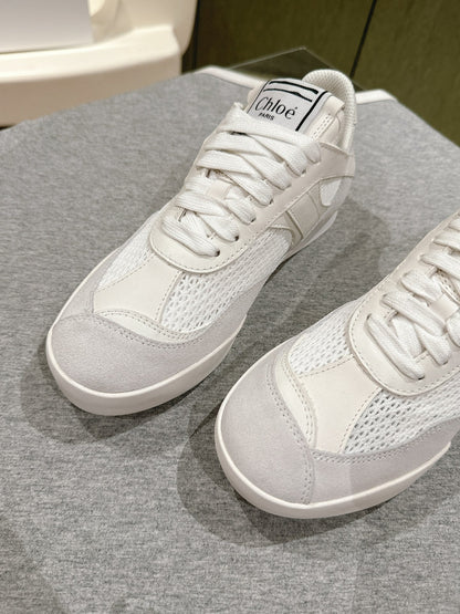 CHLOÉ 26S SNEAKERS IN WHITE CALFSKIN AND SUEDE