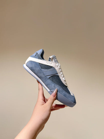 CHLOÉ 26S SNEAKERS IN BLUE MESH AND SUEDE
