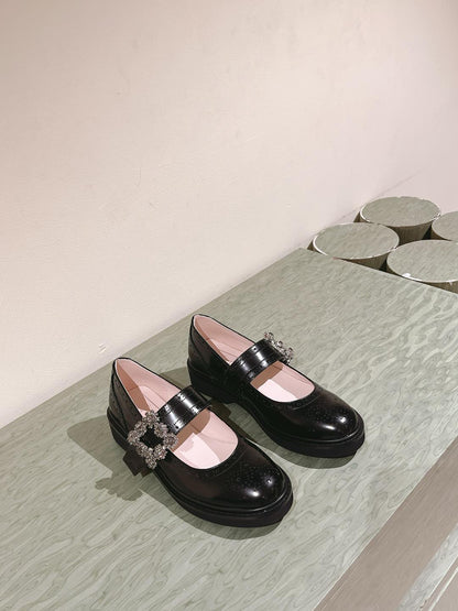 VIV' RANGERS MARY JANES IN BLACK CALFSKIN
