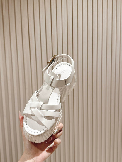 CHLOÉ 26S HIGH-HEELED SANDALS IN WHITE LAMBSKIN