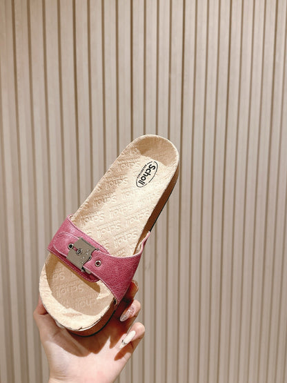BALENCIAGA 25S SCHOLL SLIDES IN PINK PU LEATHER WITH SILVER HARDWARE