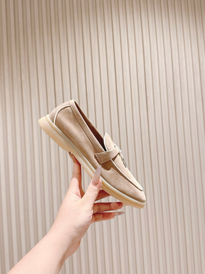 LP LOAFERS 25S IN DARK BEIGE SUEDE WITH SILVER HARDWARE