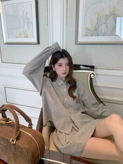 MIUMIU SHIRT & MINI SKIRT SET STYLE 186