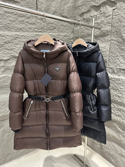 PRADA 25S LONG DOWN COAT WITH HOOD 226