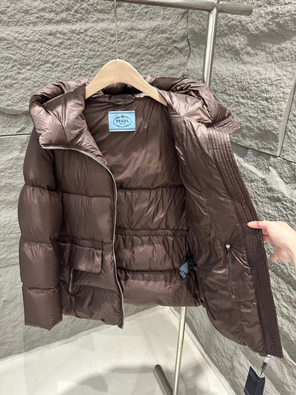 PRADA 25S MEDIUM-LENGTH GOOSE DOWN COAT 224