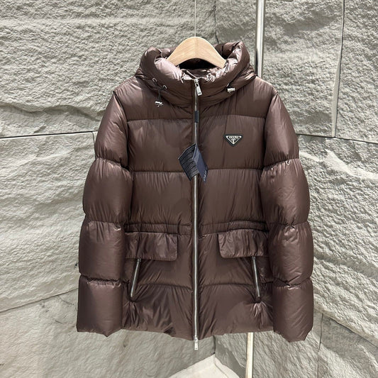 PRADA 25S MEDIUM-LENGTH GOOSE DOWN COAT 224