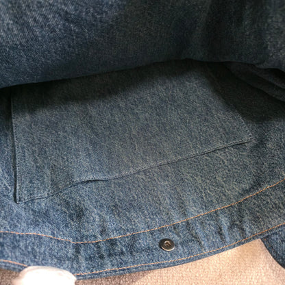 CELINE 25S DENIM CABAS BAG 50MM IN BLUE CANVAS