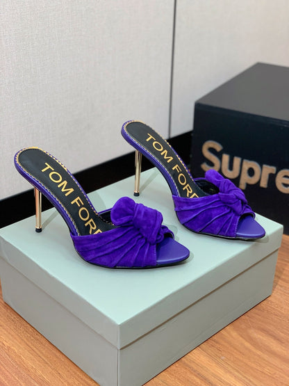 HIGH HEEL MULE 10 CM IN INDIGO PURPLE SUEDE