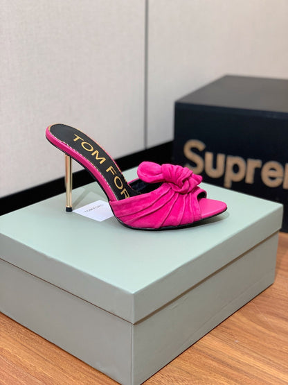 HIGH HEEL MULE 10 CM IN BRIGHT PINK SUEDE