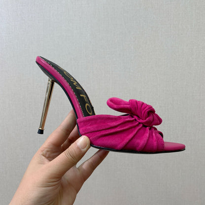 HIGH HEEL MULE 10 CM IN BRIGHT PINK SUEDE
