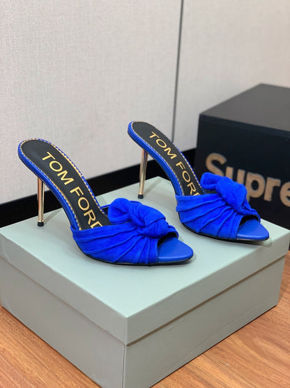 HIGH HEEL MULE 10 CM IN COBALT BLUE SUEDE