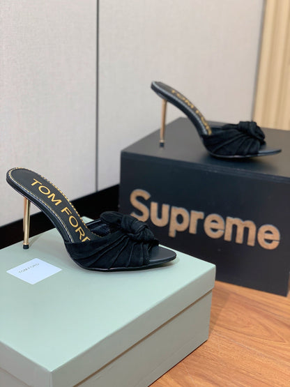 HIGH HEEL MULE 10 CM IN BLACK SUEDE