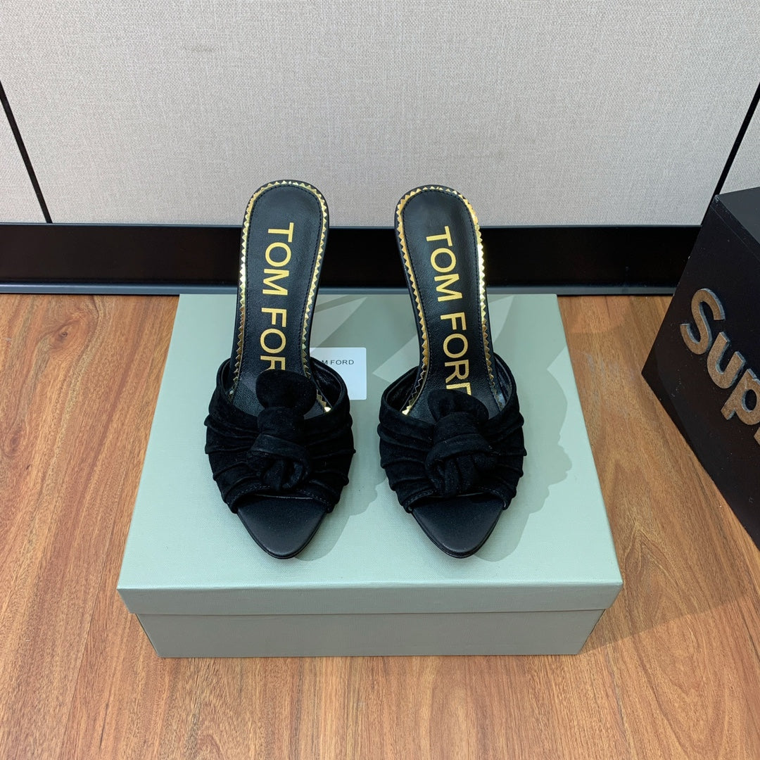HIGH HEEL MULE 10 CM IN BLACK SUEDE