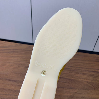 LP LOAFERS 25S IN YELLOW CASHMERE WITH SILVER HARDWARE