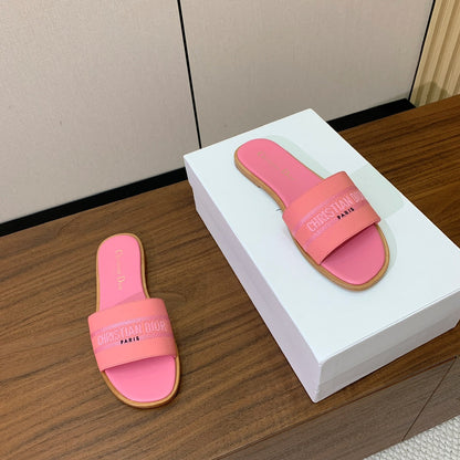 DIOR 25S DWAY SLIDE IN PINK CALFSKIN