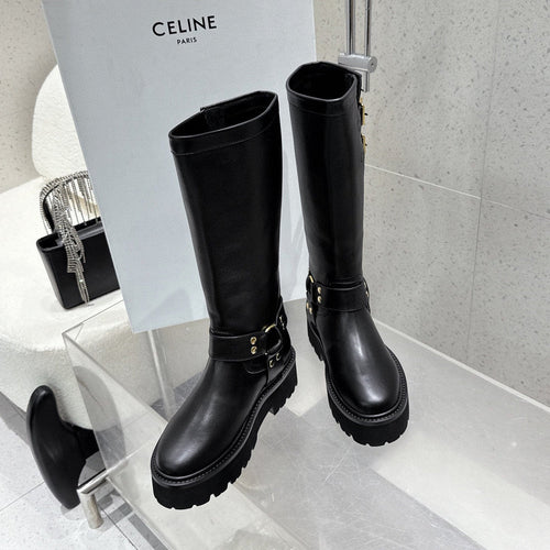 CELINE 26S KNEE-HIGH BOOTS IN BLACK CALFSKIN