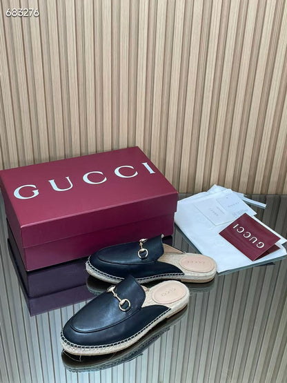GUCCI 26S LOAFER MULES IN BLACK CALFSKIN