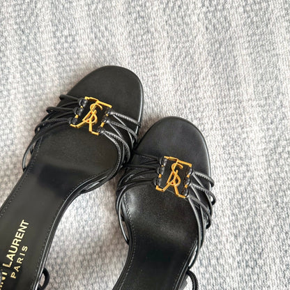 YSL HIGH HEEL 90MM IN BLACK CALFSKIN GOLD HARDWARE