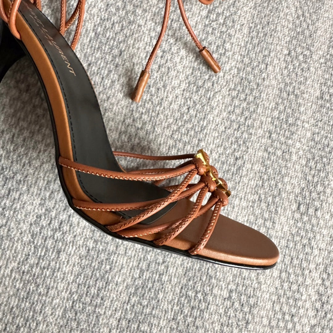 BABYLONE SANDALS 90 IN BLACK TAN LAMBSKIN