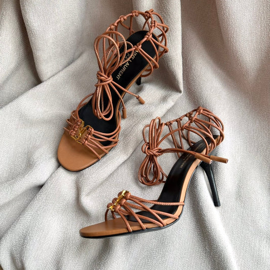 BABYLONE SANDALS 90 IN BLACK TAN LAMBSKIN