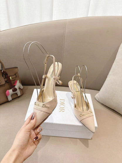 MY DD SLINGBACK PUMP 85MM IN BEIGE DENIM