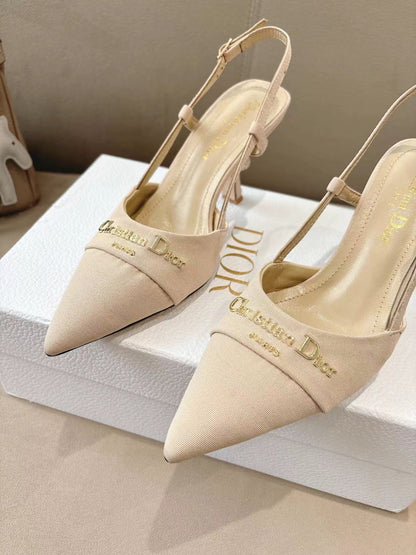 MY DD SLINGBACK PUMP 85MM IN BEIGE DENIM