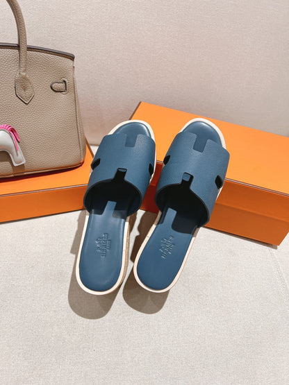 HM 25S HIGH WEDGE SANDALS IN DEEP SLATE BLUE LAMBSKIN STYLE 16