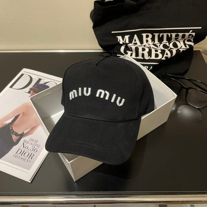 MIUMIU EMBROIDERED DENIM BASEBALL CAP STYLE 74