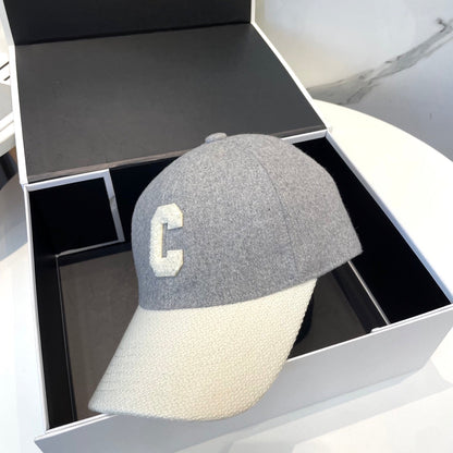 BASEBALL CAP MODEL 652409 IN WHITE AND GRAY FELTED FABRIC