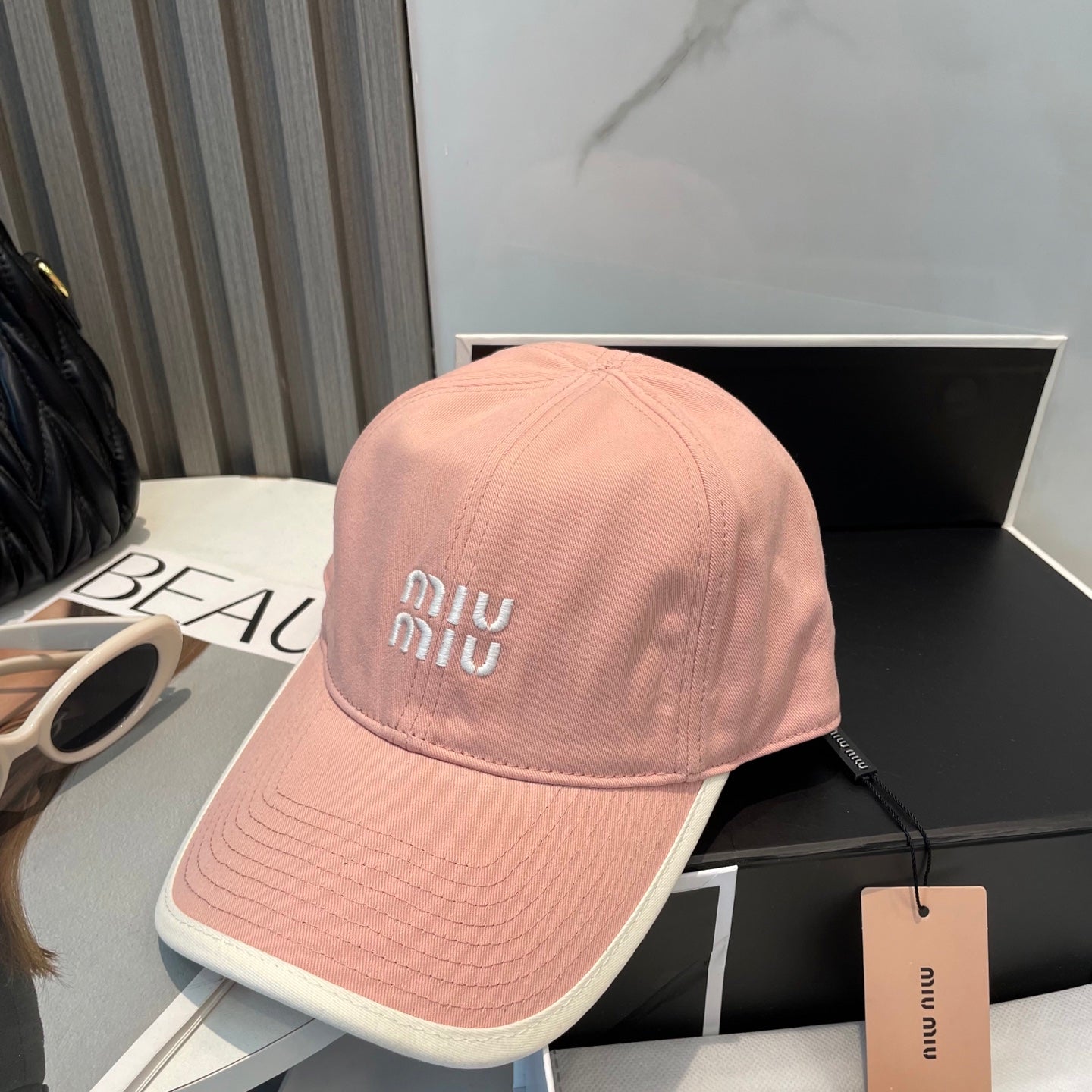 MM BASEBALL CAP IN PEACHY PINK FABRIC STYLE 8