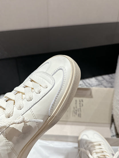 SOUL STAR SNEAKERS IN WHITE CALFSKIN SILVER GLITTER HEEL TAB