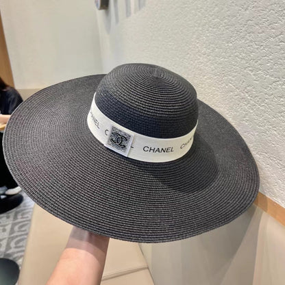 WIDE BRIM STRAW HAT BLACK 672709