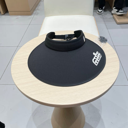 MM FASHION VISOR CAP IN BLACK AND WHITE WITH LOGO TEXT EMBROIDERY