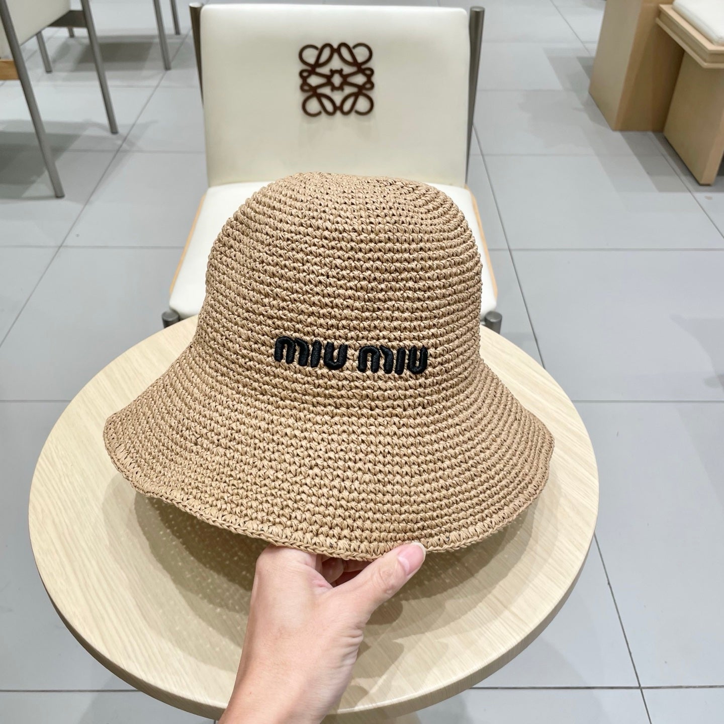 MIUMIU RAFFIA BUCKET HAT STYLE 69