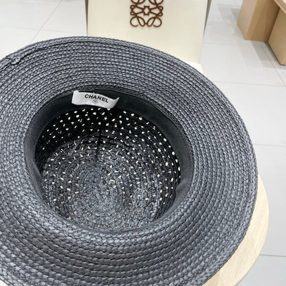 STRAW HAT OPEN WEAVE BLACK 674077