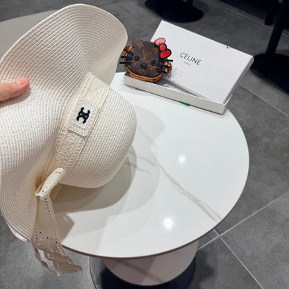 CELINE 26S STRAW WIDE BRIM HAT STYLE 75