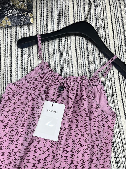 CHANEL PINK PEARL-EMBELLISHED CAMISOLE