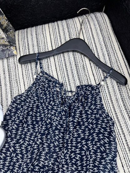 CHANEL BLACK PEARL-EMBELLISHED CAMISOLE
