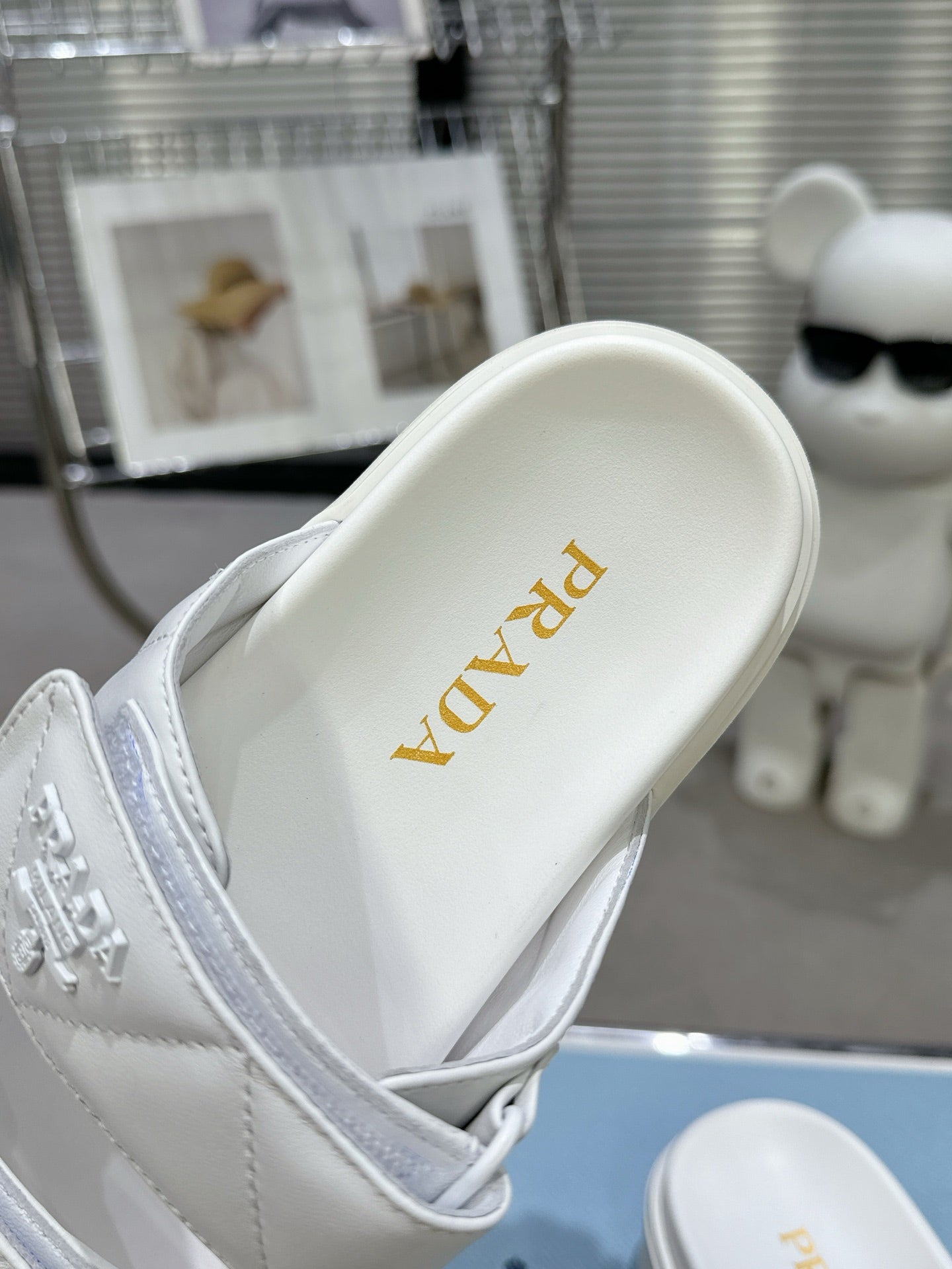 PRA STRAP SANDALS 55MM IN WHITE CALFSKIN