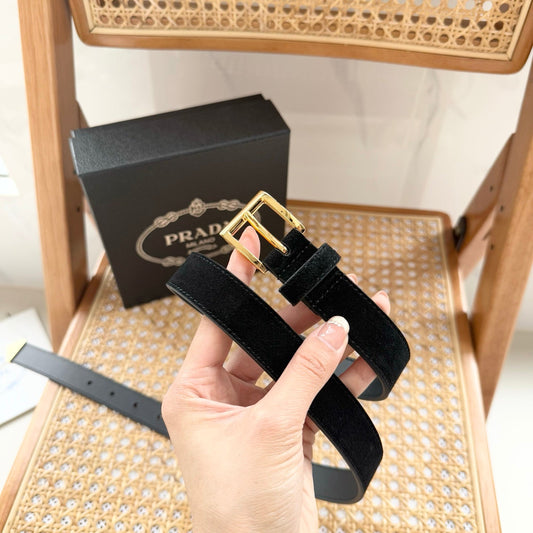 PRADA 25S BELT 25 MM IN BLACK SUEDE 542641