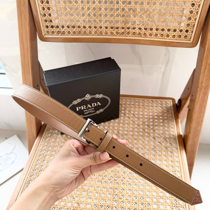 PRADA 25S BELT 25 MM IN LIGHT BROWN CALFSKIN 542647