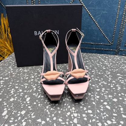 BALMAIN 26S HIGH-HEELED SANDALS 105 MM IN LIGHT PINK CALFSKIN STYLE 7