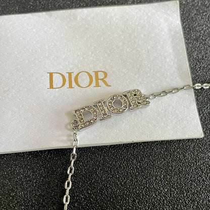 CD 26S PAVE LOGO LETTER BRACELET IN SILVER TONE METAL 631807