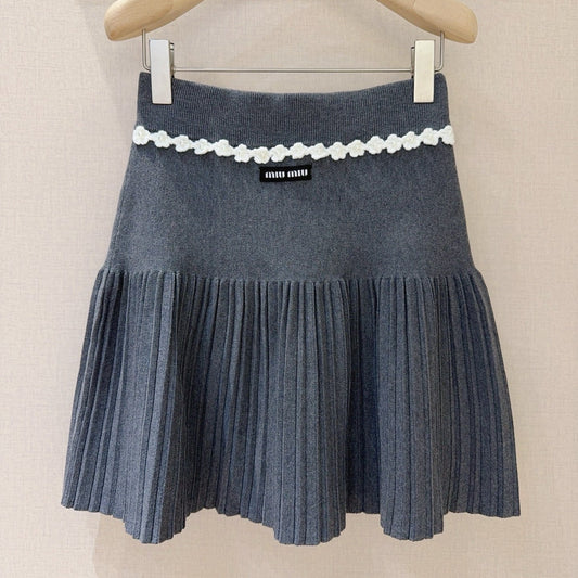 MIUMIU 26S PLEATED KNIT SKIRT 950