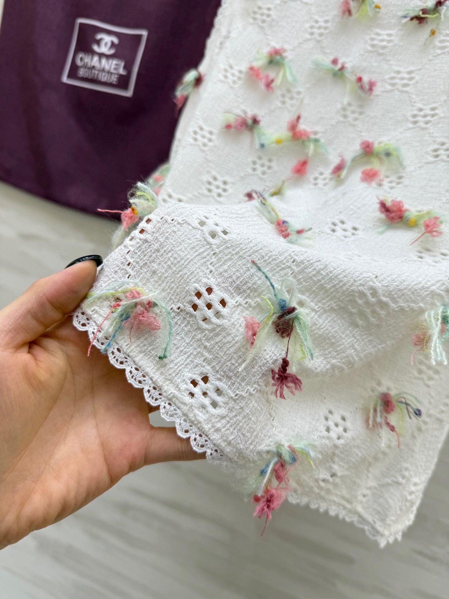 CC Hollow Lace T-shirt White Cotton