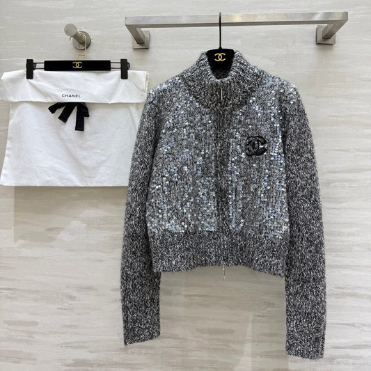 CHANEL 25S HERRINGBONE KNIT JACKET 270