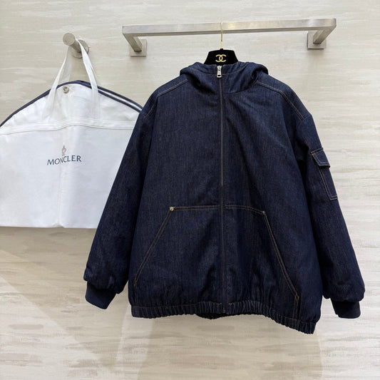 MONCLER 25S COTTON DENIM HOODED JACKET 345