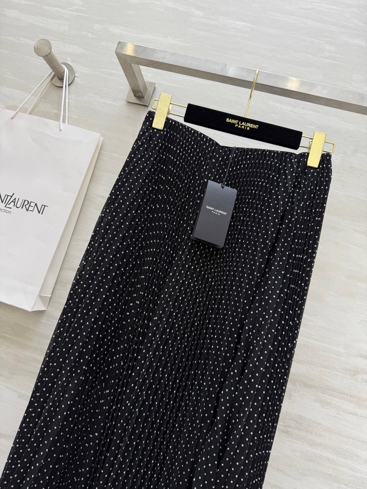 YSL 26S POLKA DOT PLEATED SKIRT 348